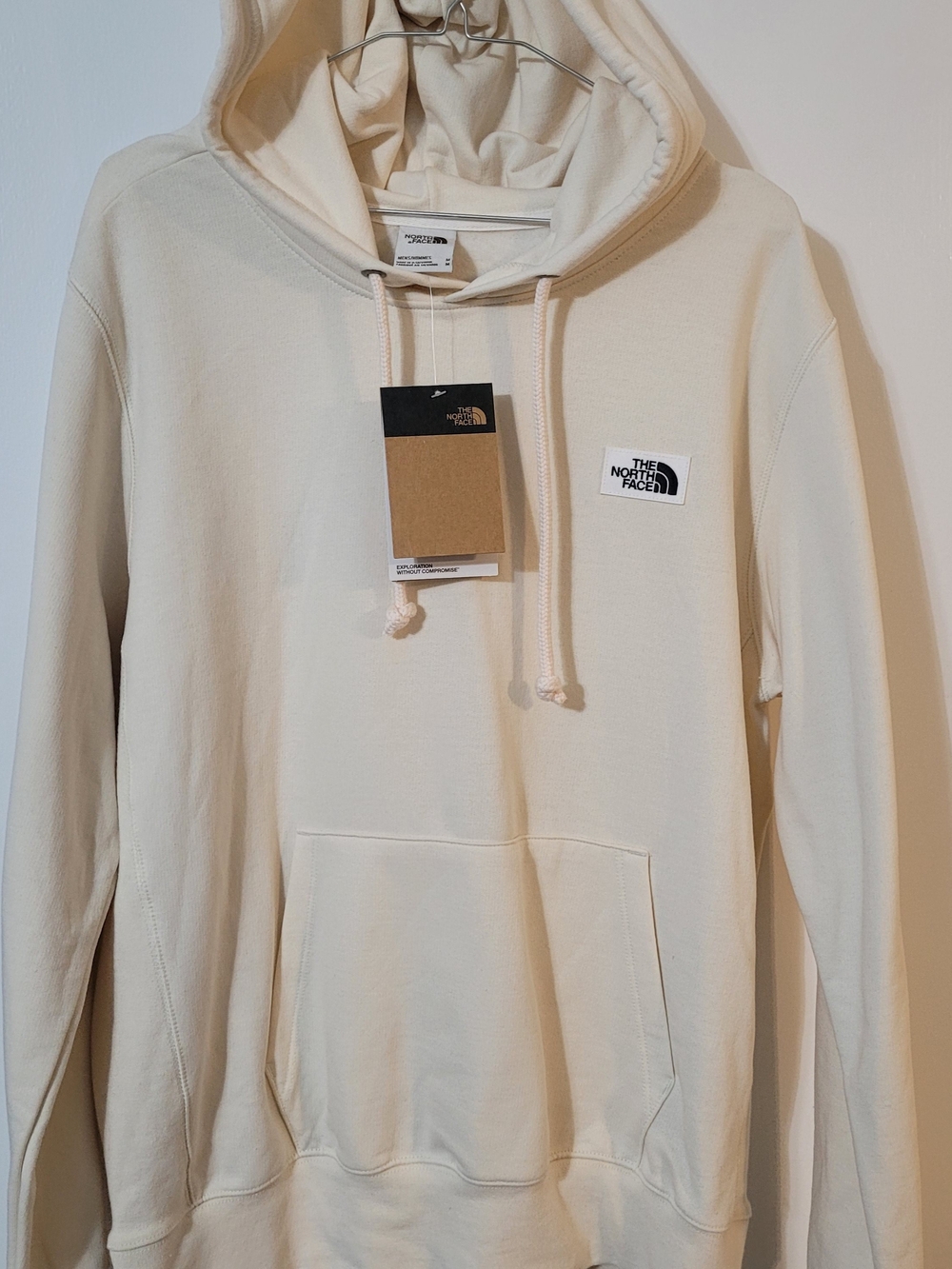 The North Face Men's Cream Crewneck Hoodie. Size M